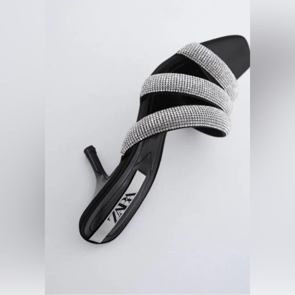 NWT ZARA Sparkly Strap Heeled Sandals Gorgeous Elegant Size 6.5​​​ - Picture 5 of 6